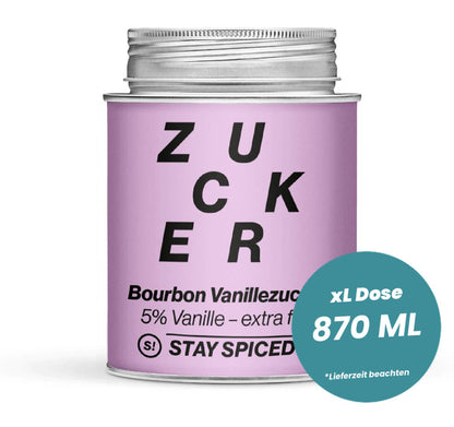 Vanillezucker 5% Bourbonvanille in der grossen XL-Dose (870ml) von STAY SPICED!