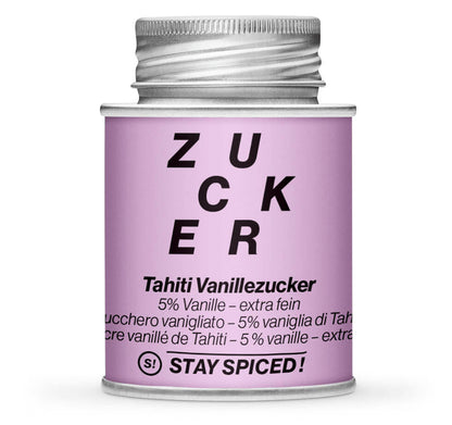Vanillezucker 5% Tahiti Vanille - Geschlossene pinke Gewürzdose von STAY SPICED