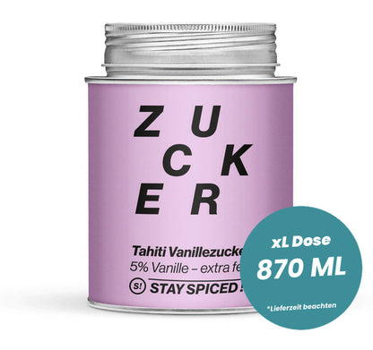 Vanillezucker 5% Tahiti Vanille in der grossen XL-Dose (870ml) von STAY SPICED!