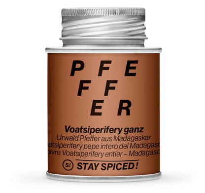 Voatsiperifery Urwald-Pfeffer ganz - Geschlossene Braun Gewürzdose von STAY SPICED !