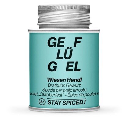 Wiesenhendl Poulet Gewürz - Geschlossene hellgrüne Gewürzdose von STAY SPICED