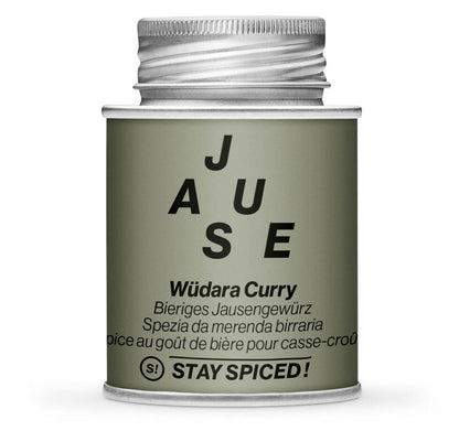 Wüdara Curry, Bieriges Jausengewürz - Geschlossene olivgrüne Gewürzdose von STAY SPICED!