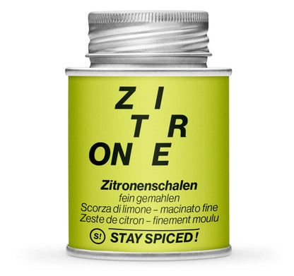 Zitronenschalen fein gemahlen - Geschlossene Gelb Gewürzdose von STAY SPICED!